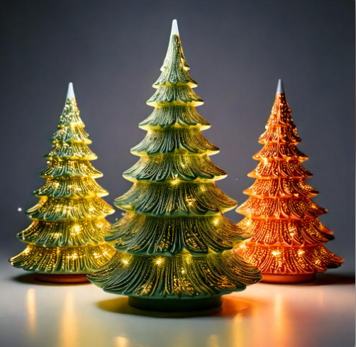 Ceramic Christmas Trees with Lights